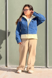 Джинсовая куртка UNIQLO на молнии 1160350821 (Синий S)