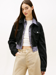Жіноча укорочена куртка джинсова Tommy Hilfiger 1161055699 (Чорний L)