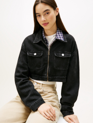 Жіноча укорочена куртка джинсова Tommy Hilfiger 1161055699 (Чорний L)