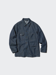 Мужская джинсовая куртка-рубашка UNIQLO на пуговицах 1161681089 (Синий L)