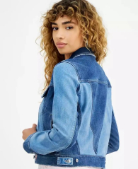 Женская джинсовая куртка Guess с контрастными вставками 1162665213 (Синий/Голубой XL)