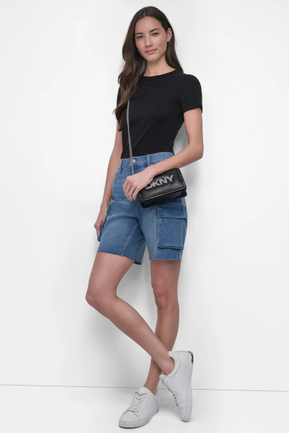 Джинсовые шорты-карго DKNY с высокой посадкой 1159845002 (Синий 25)