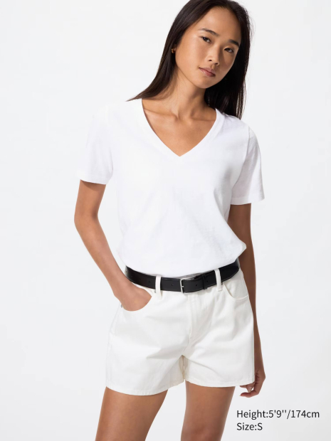 Женские джинсовые шорты UNIQLO 1161970764 (Белый L)