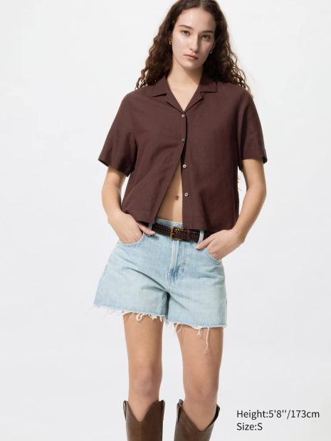 Женские джинсовые шорты UNIQLO 1161971415 (Голубой M)