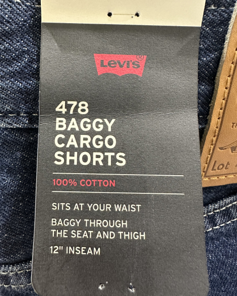 Чоловічі джинсові шорти карго 478 Baggy Cargo Levi's 1162585829 (Синій 32)