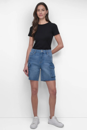 Джинсовые шорты-карго DKNY с высокой посадкой 1159845002 (Синий 25)