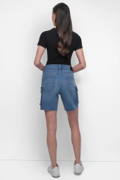 Джинсовые шорты-карго DKNY с высокой посадкой 1159845002 (Синий 25)