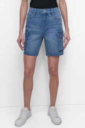 Джинсовые шорты-карго DKNY с высокой посадкой 1159845002 (Синий 25)