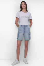 Джинсовые шорты-карго DKNY с высокой посадкой 1159845349 (Голубой 25)