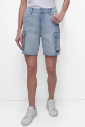 Джинсовые шорты-карго DKNY с высокой посадкой 1159845578 (Голубой 24)