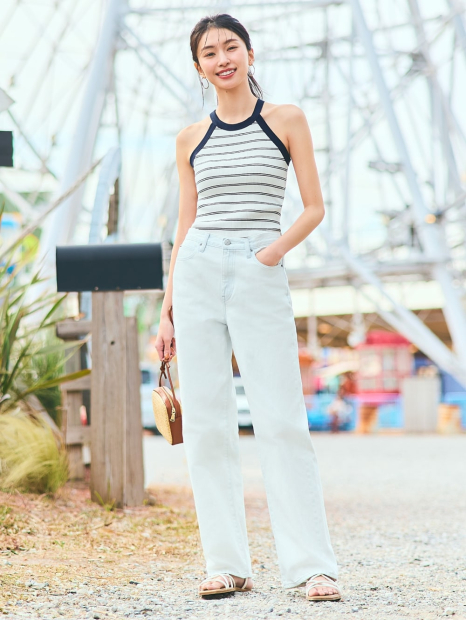 Широкие джинсы UNIQLO 1159839887 (Голубой W28 L31)