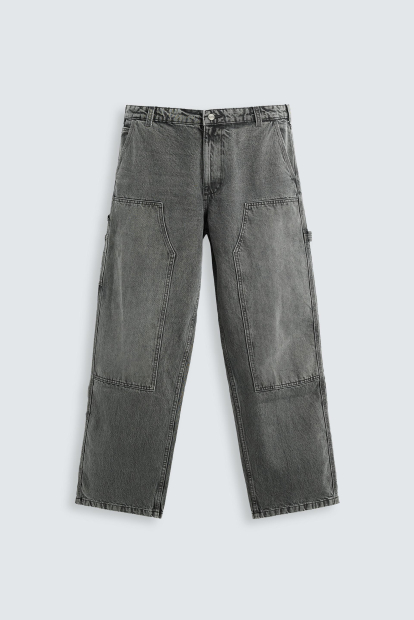 Мужские широкие джинсы ZARA 1159842915 (Серый 42)