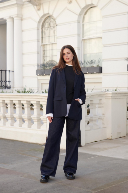 Джинсы Baggy Fit с низкой талией Uniqlo 1159843561 (Синий W26 L29)