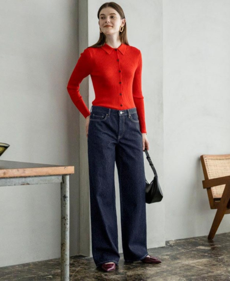 Джинсы Baggy Fit с низкой талией Uniqlo 1159843561 (Синий W26 L29)