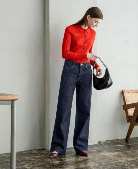 Джинсы Baggy Fit с низкой талией Uniqlo 1159843561 (Синий W26 L29)