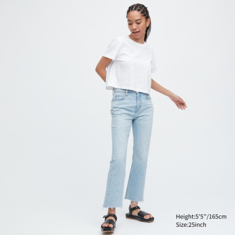Жіночі джинси Uniqlo з необробленим краєм 1159844156 (Блакитний 29)