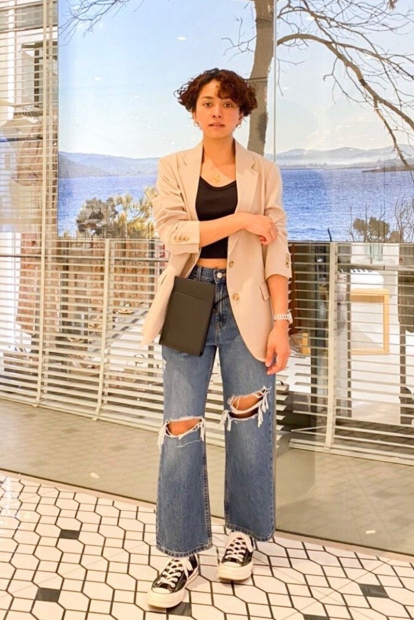 Широкі джинси Uniqlo 1159844165 (Синій 25)