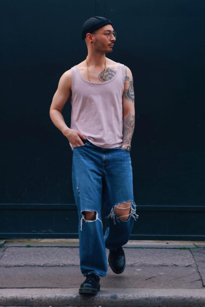 Широкі джинси Uniqlo 1159844165 (Синій 25)