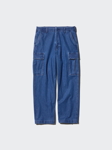 Мужские широкие джинсы-карго UNIQLO 1159844529 (Голубой XL)