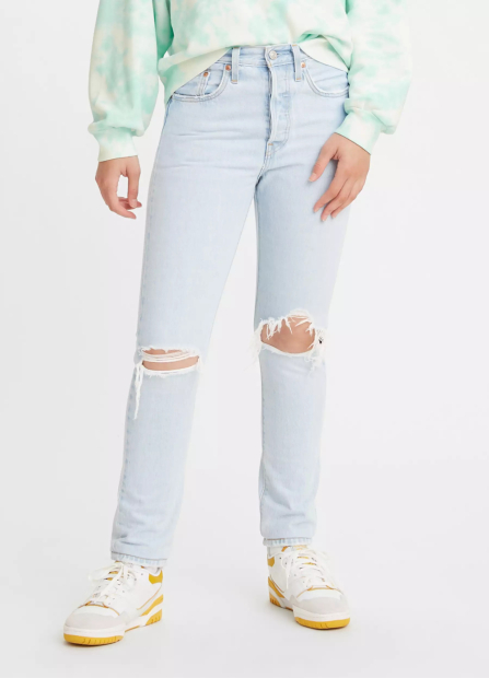 Женские джинсы Levi's 501 Skinny с рваными деталями 1159845650 (Голубой W33 L30)