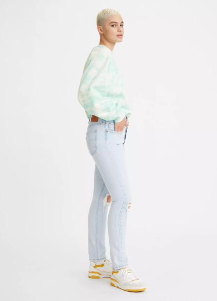 Женские джинсы Levi's 501 Skinny с рваными деталями 1159845650 (Голубой W33 L30)