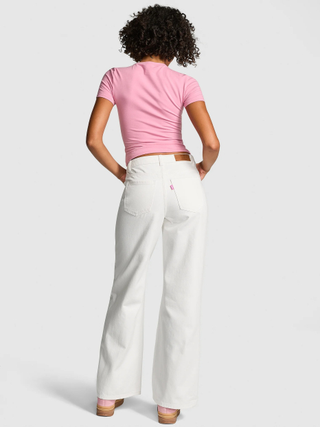Женские прямые джинсы Victoria's Secret PINK 1159846716 (Молочный 16)