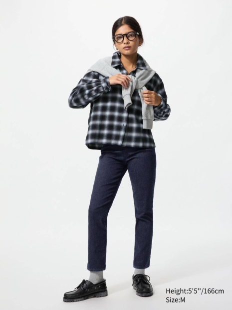 Ультраэластичные узкие джинсы Uniqlo скинни 1159851498 (Синий L)