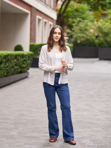 Женские джинсы-клеш UNIQLO 1159851853 (Синий L)