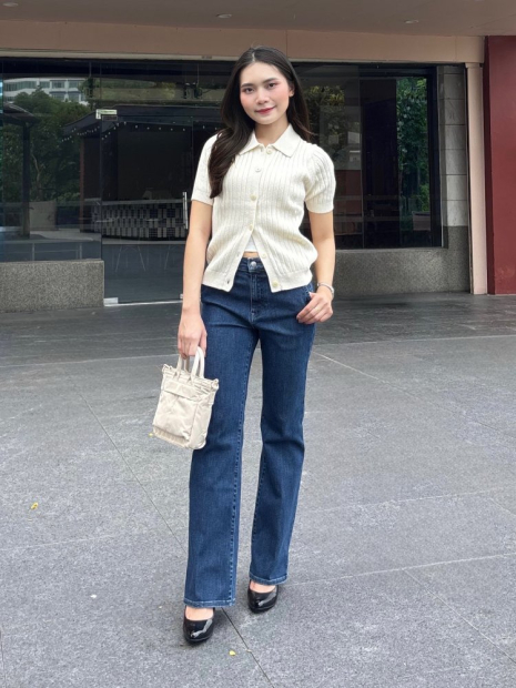 Женские джинсы-клеш UNIQLO 1159851853 (Синий L)