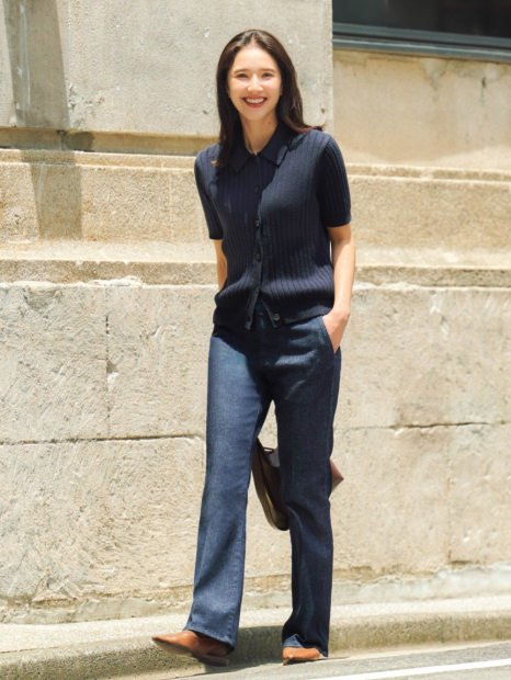 Женские джинсы-клеш UNIQLO 1159851862 (Синий L)