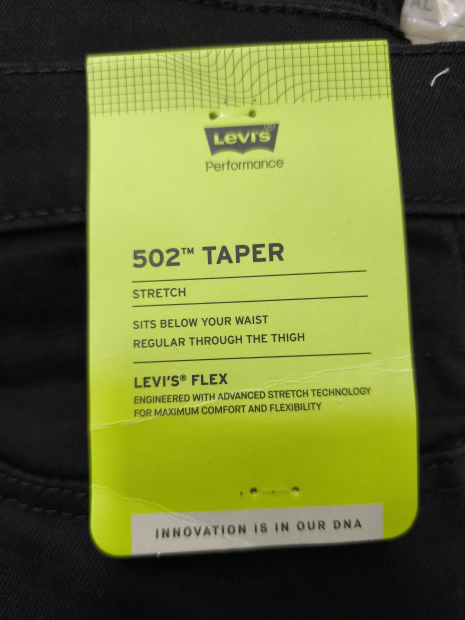 Мужские джинсы 502 Flex Taper Levi's 1159853105 (Черный 34W 34L)