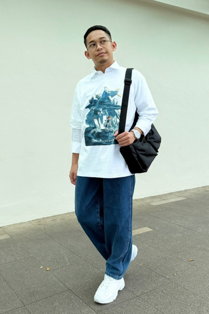 Широкі джинси UNIQLO 1159855119 (Синій M)