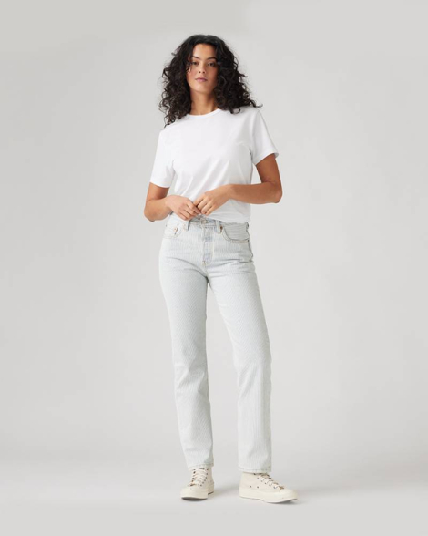 Жіночі джинси 501 Levi's в смужку 1159856745 (Блакитний W25 L30)