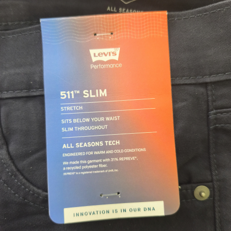 Мужские всесезонные джинсы 511 Slim All Seasons Levi's 1159857100 (Синий W34 L30)