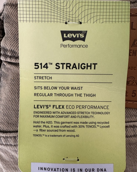 Чоловічі джинси Levi's 514 Straight Fit 1159857819 (Бежевий 32W 32L)