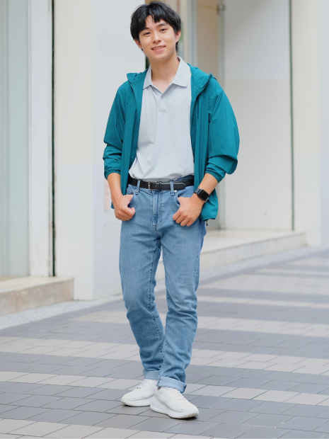 Мужские джинсы UNIQLO узкого кроя 1159858544 (Голубой 34W 32L)