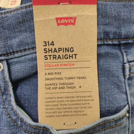 Женские джинсы скинни Levi's 314 Shaping Straight 1159859532 (Синий W27 L30)