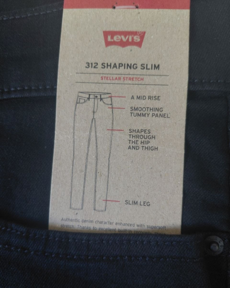 Женские джинсы Levi's 312 Shaping Slim 1159861215 (Черный W29 L30)