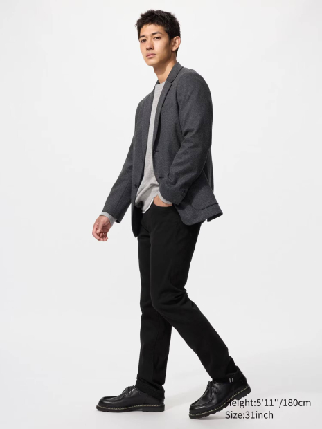 Джинсы из эластичной ткани UNIQLO 1159863634 (Черный 34W 34L)