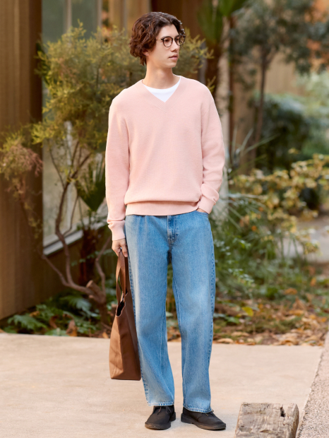 Мужские широкие джинсы UNIQLO 1159863816 (Синий 35)