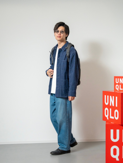 Мужские широкие джинсы UNIQLO 1159863816 (Синий 35)
