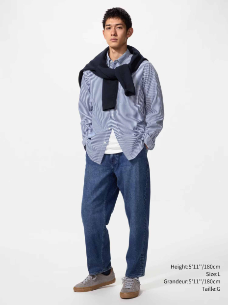 Свободные джинсы UNIQLO 1160363447 (Синий M)