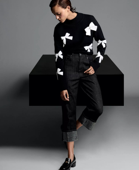 Жіночі укорочені джинси Karl Lagerfeld Paris зі стразами 1160569059 (Чорний 2)
