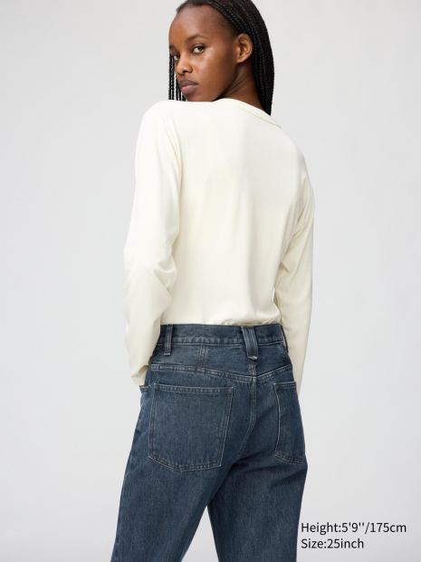 Женские джинсы UNIQLO с высокой посадкой 1160790632 (Синий 27)