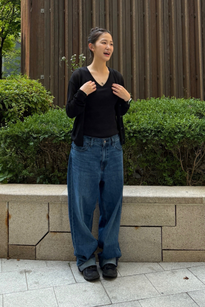 Мужские широкие джинсы UNIQLO 1161240631 (Синий 40)