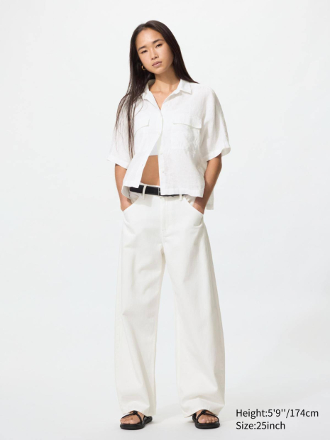 Женские джинсы Barrel UNIQLO 1162248777 (Белый 32)