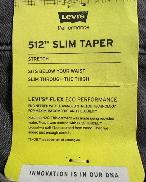 Мужские джинсы 512 Slim Taper Levi's 1162671256 (Серый 38W 30L)