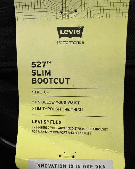 Мужские джинсы 527 Flex Slim Bootcut Levi's 1162856650 (Черный 32W 32L)