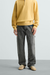 Мужские широкие джинсы ZARA 1159842915 (Серый 42)