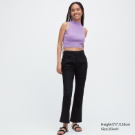 Женские расклешенные джинсы Uniqlo 1159844154 (Черный 25)